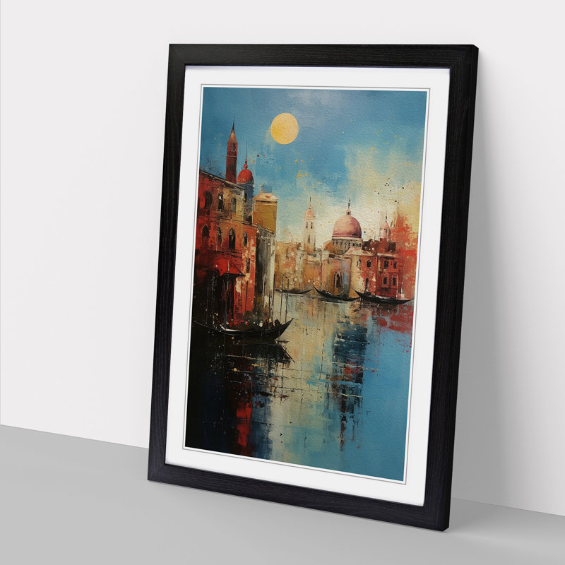 Venice Abstract Art - Framed Print, 34cm H x 25cm W, Black Framed