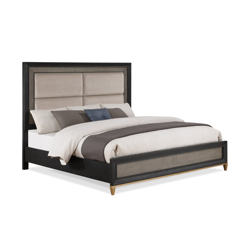 Lit rembourré Luxe avec pieds métalliques, Grand lit