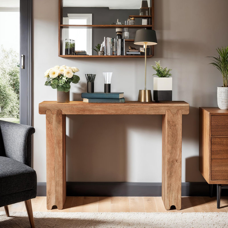 Console en bois massif L 45 po, Brun
