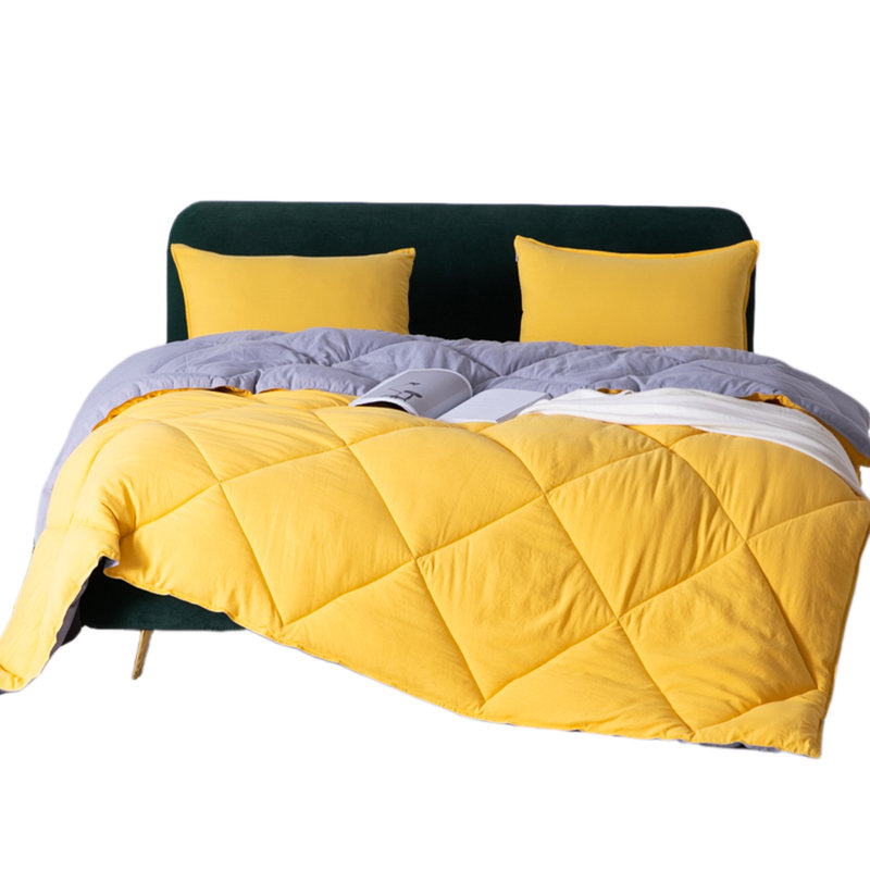 Polyester Box Stitch Comforter, Twin Comforter + 1 Sham, Mimosa Yellow/Victorian Silver