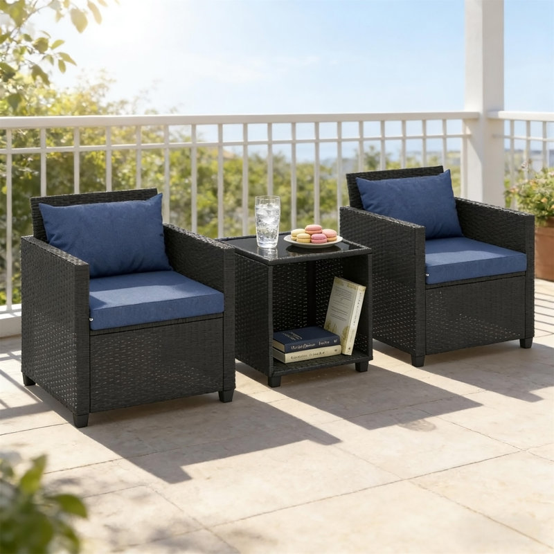 Ensemble de conversation de jardin, Black,Dark Blue,Dark Brown