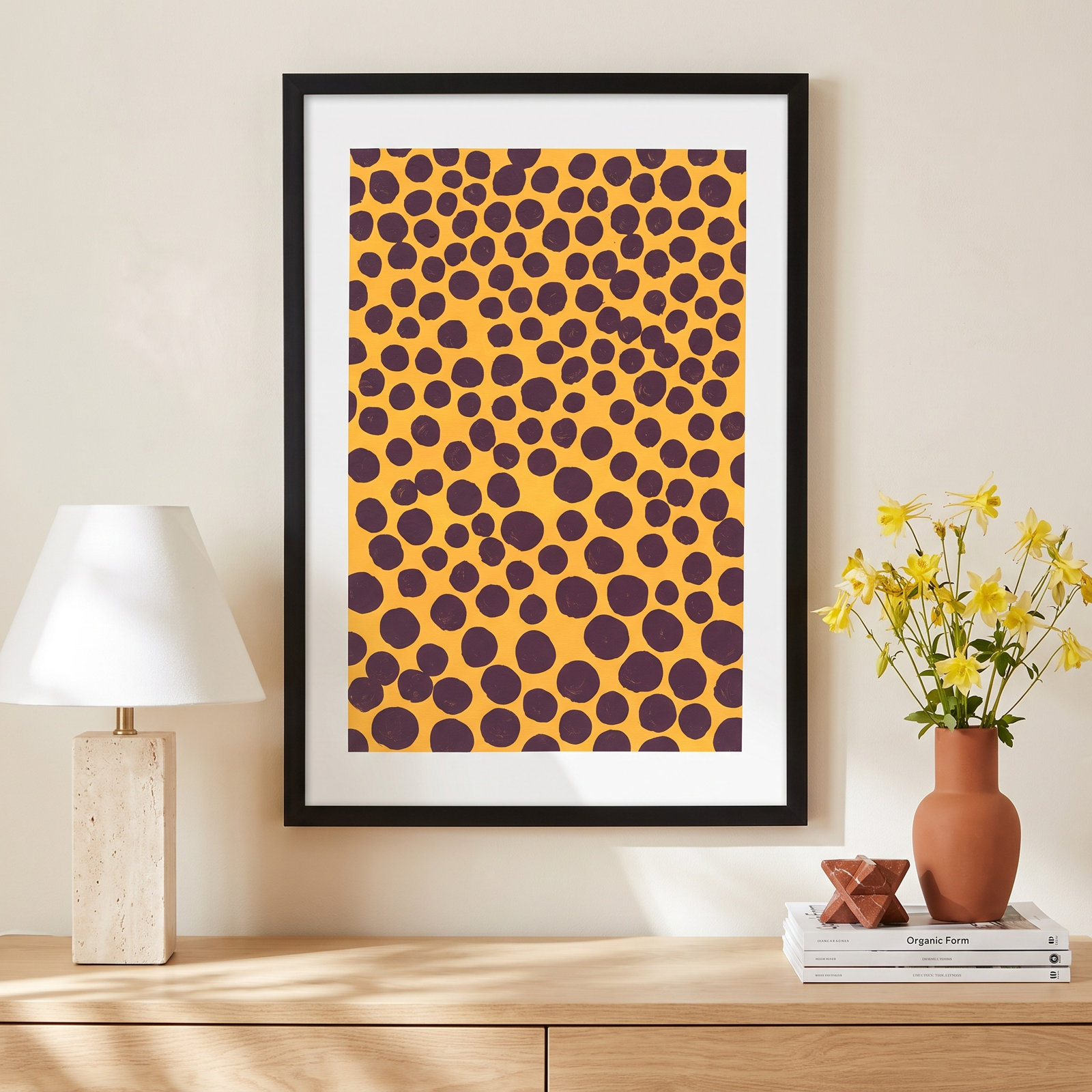 Maroon On Pumpkin by Michela Sorrentino, 20" H x 14" W x 1.25" D, Black