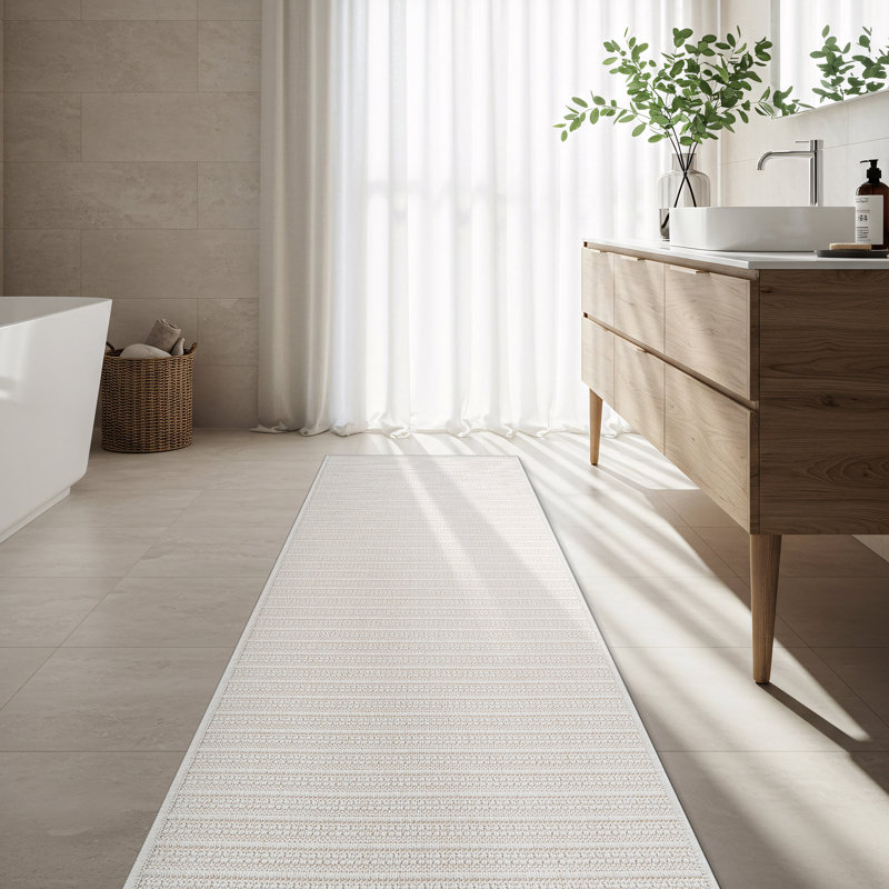Indoor Outdoor Area Rug, Runner 2' x 7', Ivory