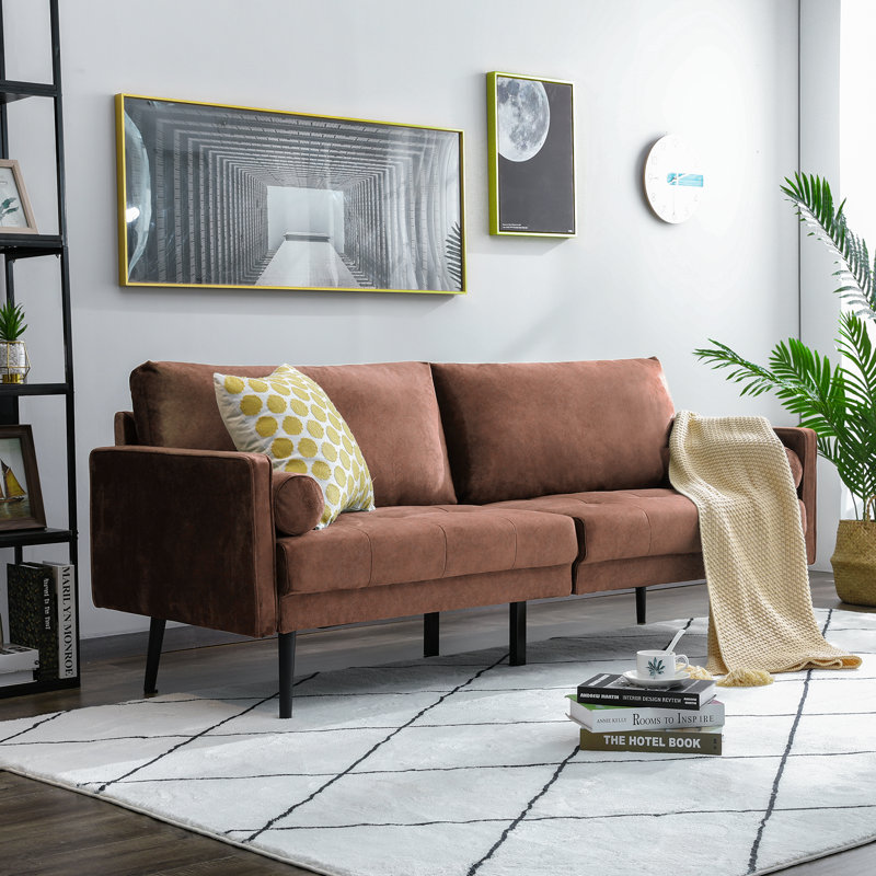 3 Seater Velvet Sofa, Orange