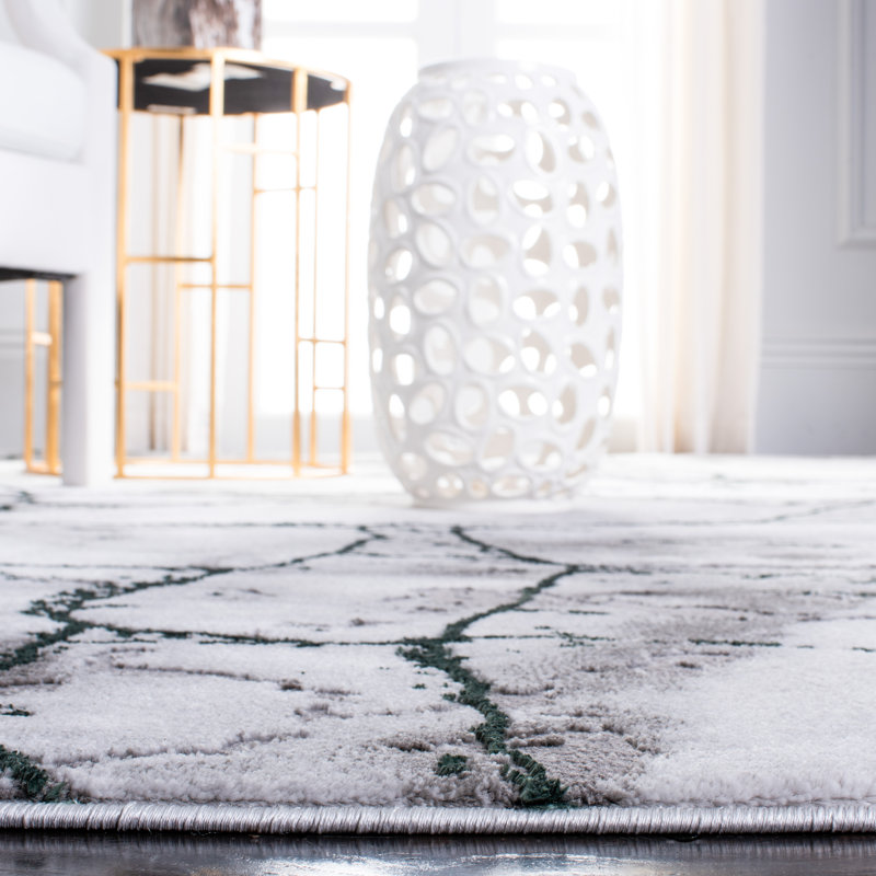 Tapis abstrait John-Paul Craft Performance, Rond 8 pi, Gris / Vert