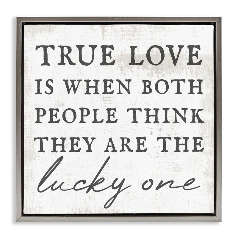 True Love, phrase romantique, Cadre flottant gris lustré, H 18 po x l 18 po
