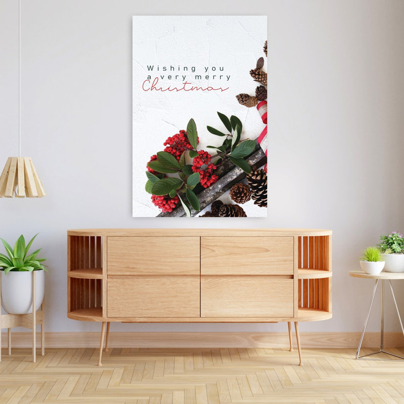 Très joyeux Noël, pin, art contemporain d'hiver, H 48 po x l 32 po