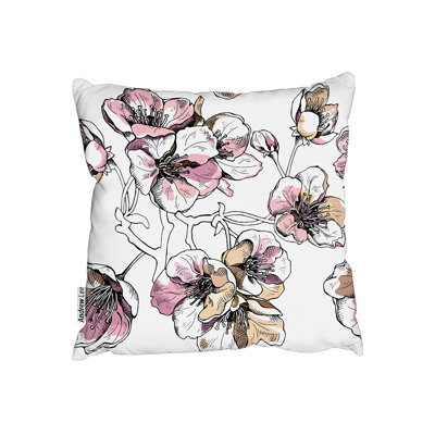 Flower Illustration Cushion Cover