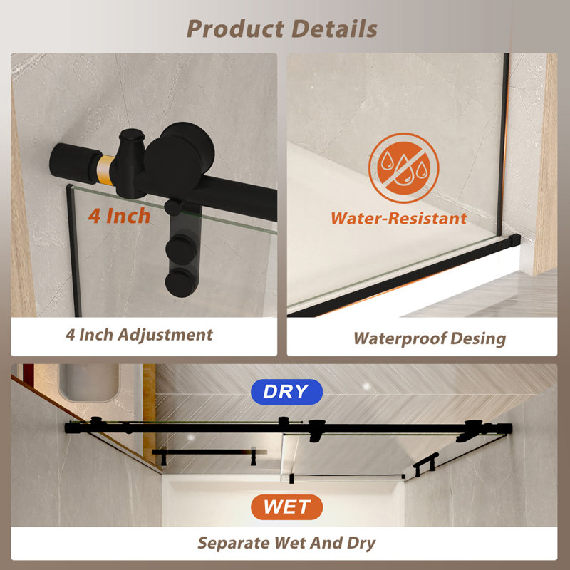 Frameless Sliding Shower (Matte Black)