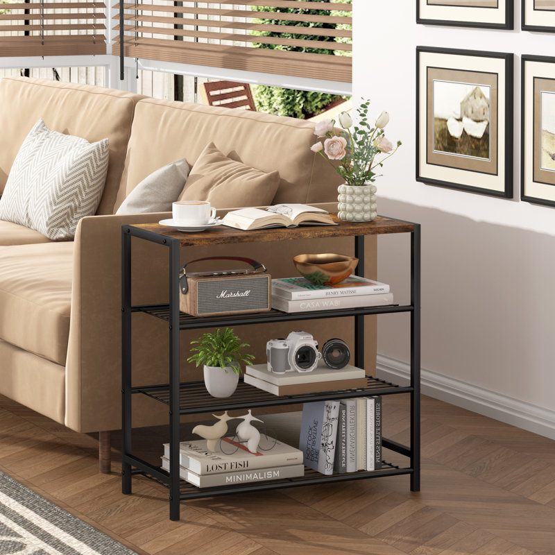 4 Tier Shoe Rack 9 Pair  Shoe Storage for Closet Entryway, Black/Brown