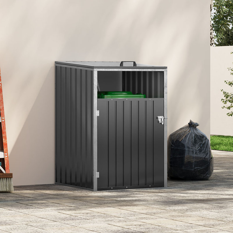 130cm W x 55cm D Metal Outdoor Garbage Bin Shed For 1 Trash Bin