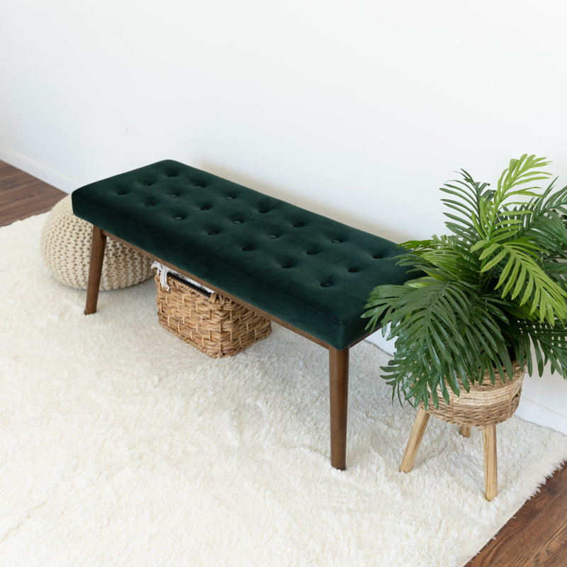 Dole Velvet Upholstered Bench, Green