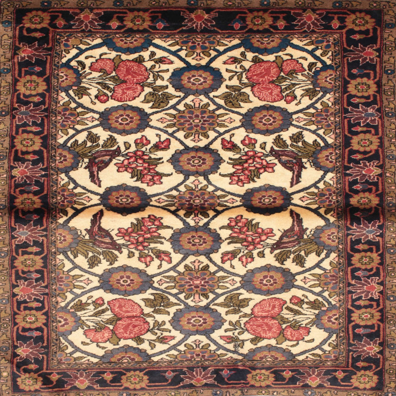 Tapis en laine rouge / brun, Carré 7 pi