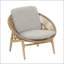 Chaise longue d'extérieur en osier brun pâle avec coussin beige, ensemble de 1-1245498363