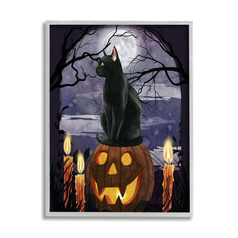 Jack-o'-lanterne pleine nuit d'Halloween pleine lune par Grace Popp - impression, H 14 po x l 11 po x P 1,5 po