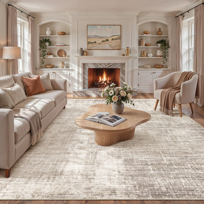 Abstract Washable Area Rug, Non-Slip Low-Pile Carpet for Living Room Bedroom Bedroom