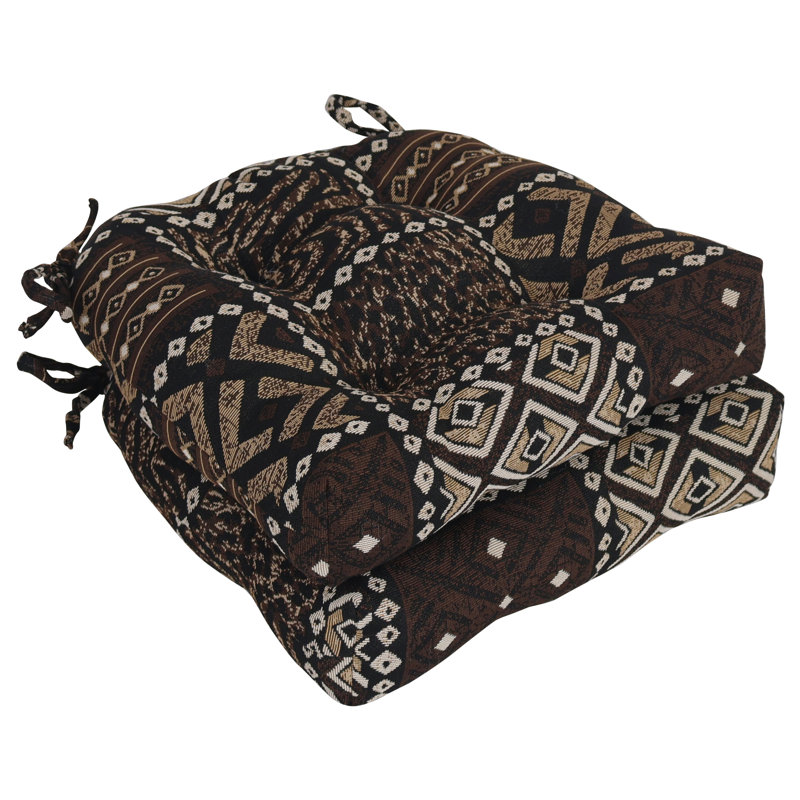 16-Inch Rounded Back Woven Tapestry Tufted Chair Cushions (Set Of 2)