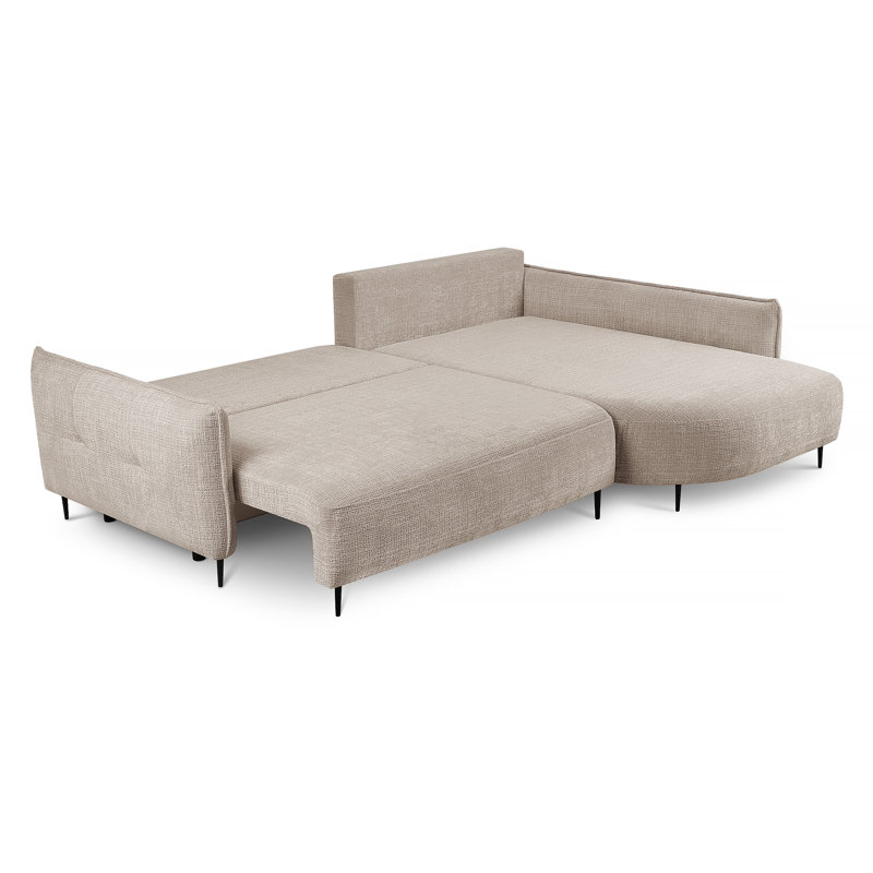 Bairo 3 Seater Fabric Reclining Chaise End Sofa, Right Hand Facing, Beige