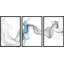 «Smoke Effect Blue Grey Wave», paysage abstrait, illustrations de formes encadrées sur toile, 3 pièces-90847345-90847347