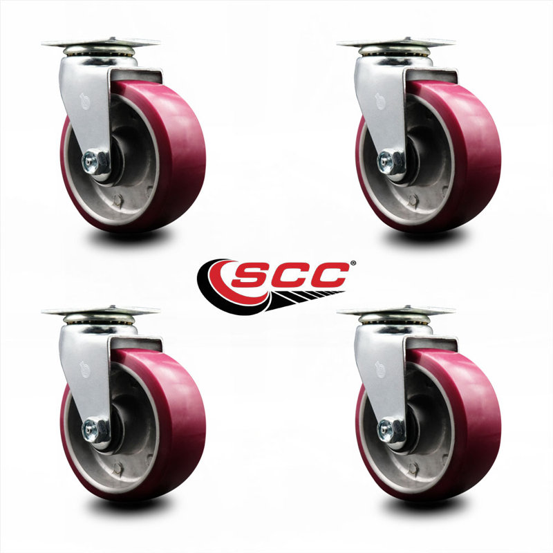 Poly on Aluminum Swivel Caster with Roller Bearings