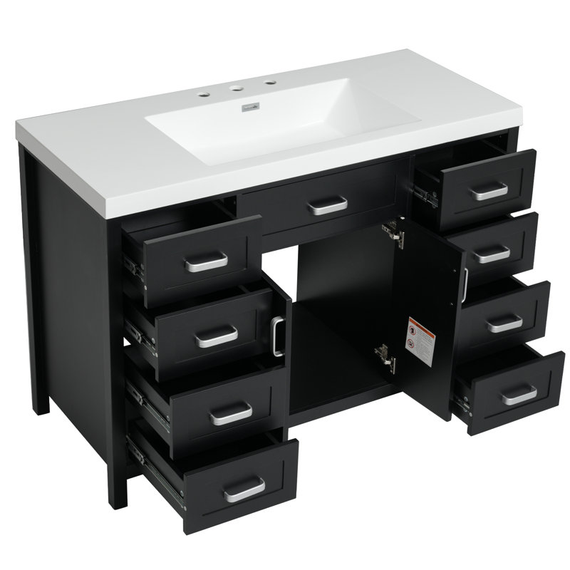 Meuble-lavabo 48 po avec lavabo, Noir