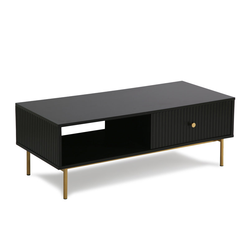 Four Leg Coffee Table with Storage, Black