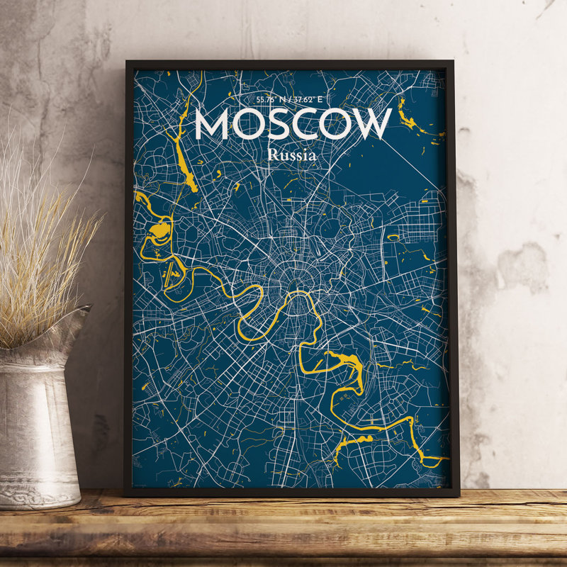 Moscow City Map - No Frame Print, 70.1cm H x 50cm W x 0.1cm D