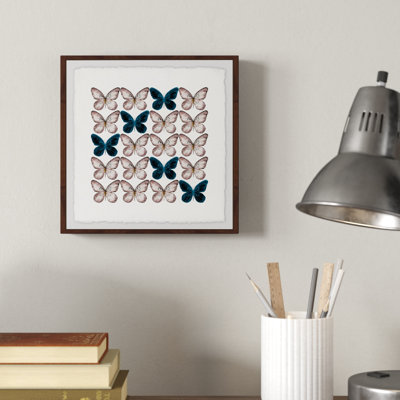 « motif papillon », reproduction de peinture à l’aquarelle encadrée