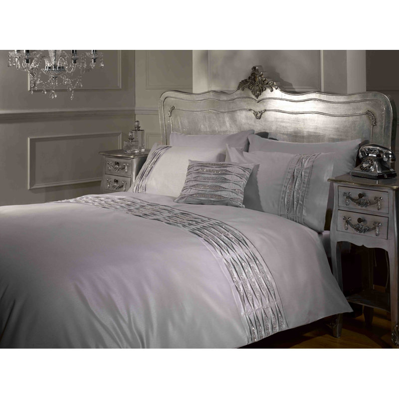 Delatorre 144 TC Duvet Cover Set, Silver, Single Duvet Cover + 1 Standard Pillowcase