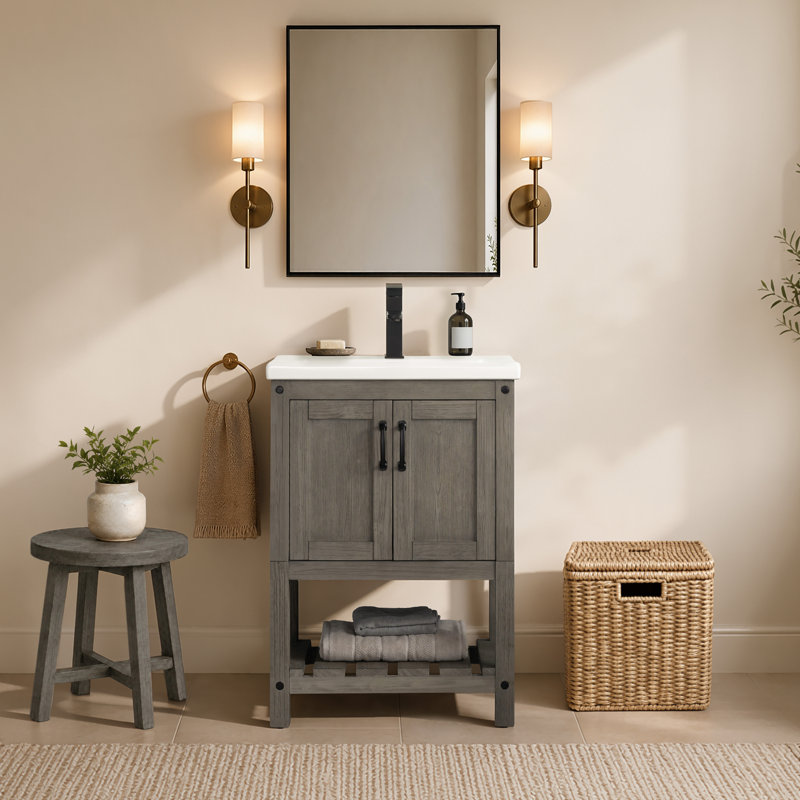 Ensemble de meuble-lavabo simple l 24 po Radstock, Gris antique