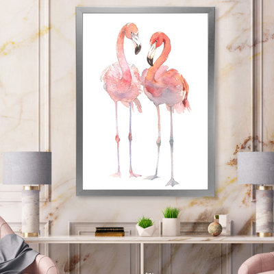 " Pink Flamingos On White II "