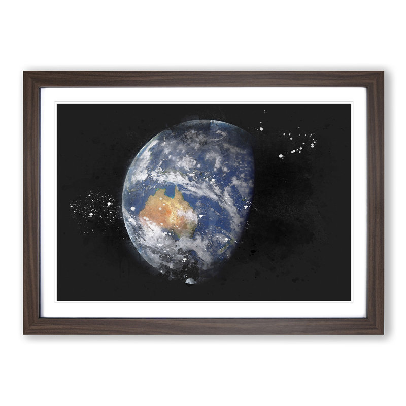 View of Planet Earth - Picture Frame Graphic Art Print, 33cm H x 45cm W x 2cm D, Walnut Framed