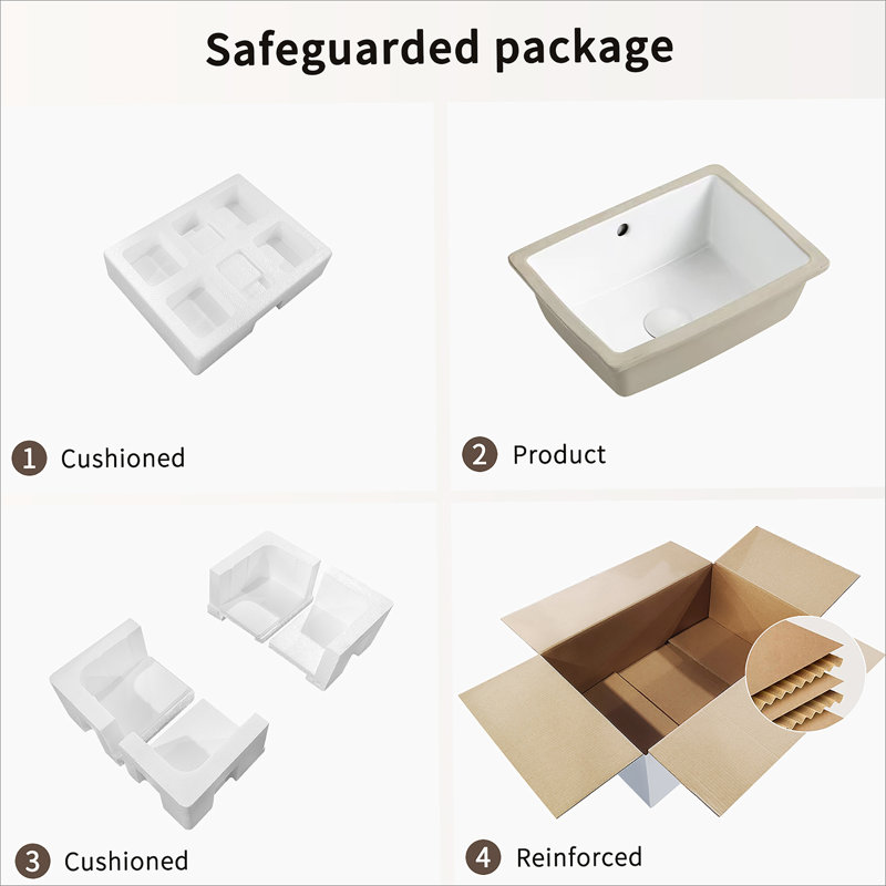 16 Inch Rectangle Undermount Bathroom Sink Under Counter Vanity Sink Opening Size White Porcelain Basin Sink Para Baños