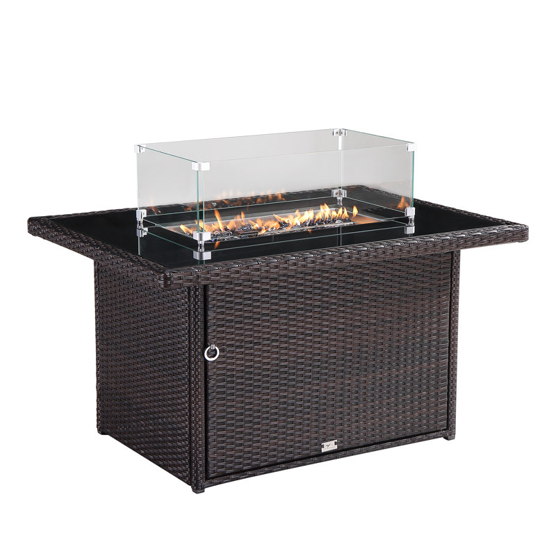 Adrie Rectangle Aluminum Propane Smokeless Outdoor Fireplace