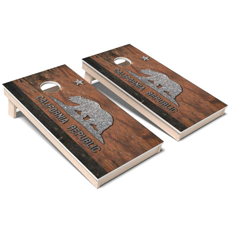 Ensemble de cornhole rustique en composite tout temps avec drapeau californien, Ajouter un étui de transport