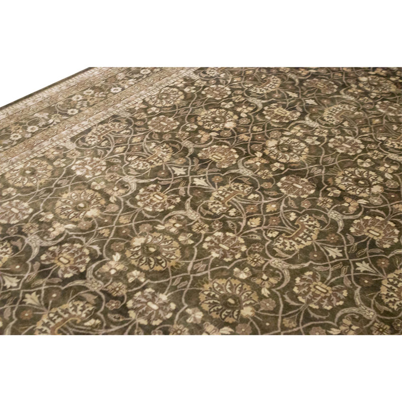 Hand Knotted Wool Area Rug in Black
