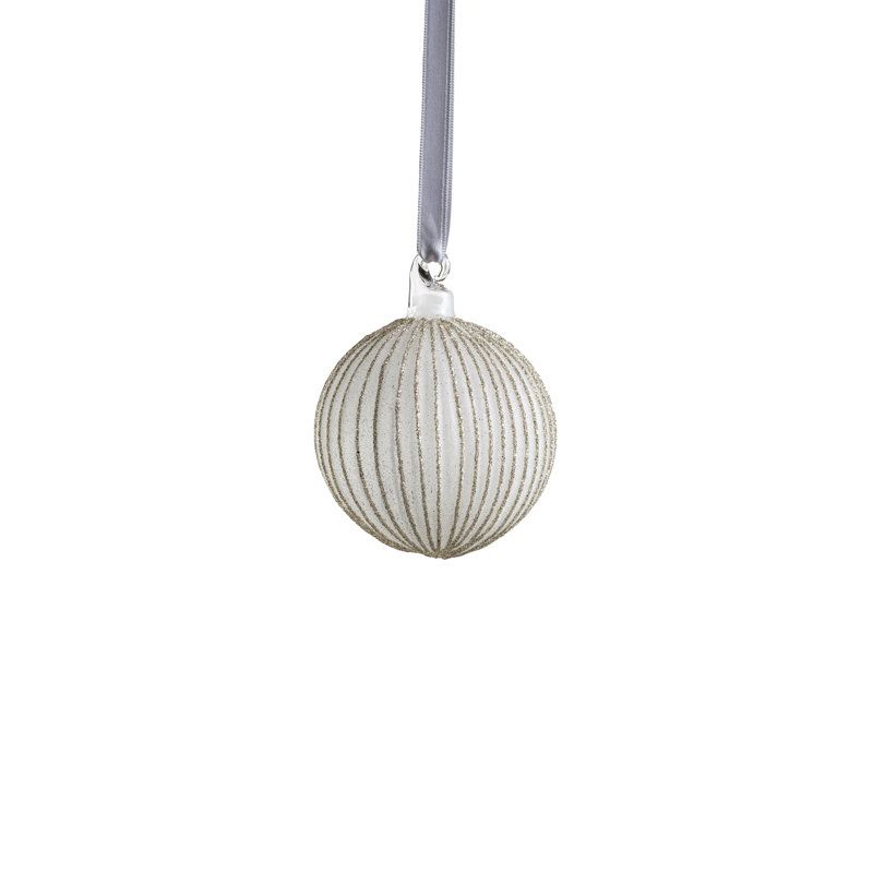 Ensemble d'ornement boule en verre 6 pièces Glittering Elegance, H 3,25 po x l 3,25 po x P 3,25 po, Argent