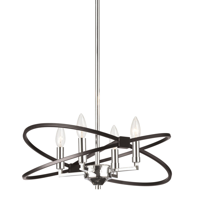 Lustre géométrique de style bougie 4 lumières Paloma, argent