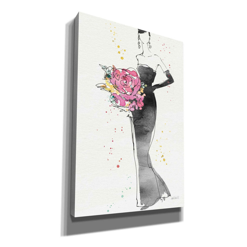 «Floral Fashion III» par Anne Tavoletti, art mural sur toile, H 18 po x l 12 po x P 0,75 po