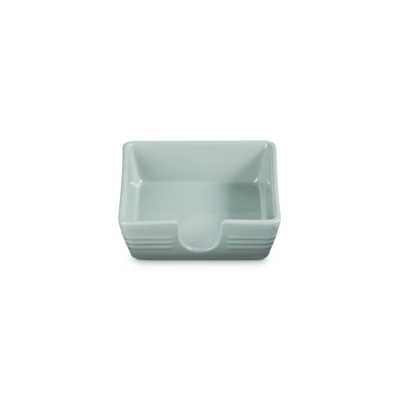 Le Creuset Stoneware Signature Cocktail Napkin Holder 6 In Shallot, Green