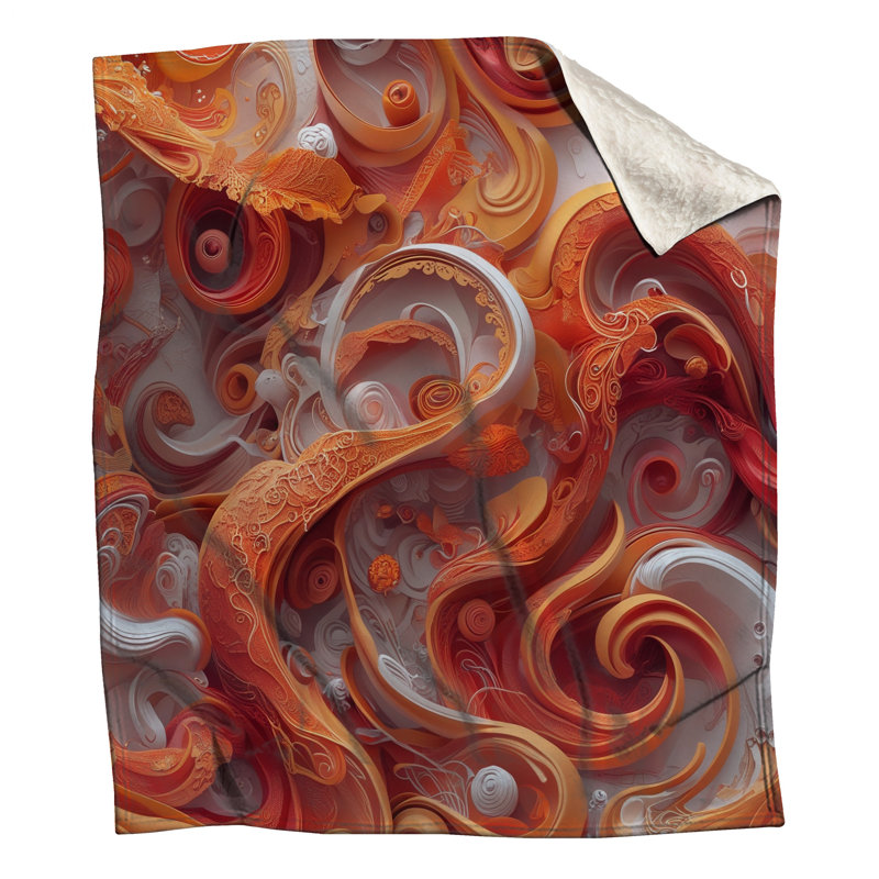 Swirling Orange Abstract Blankets, 50in W x 60in H
