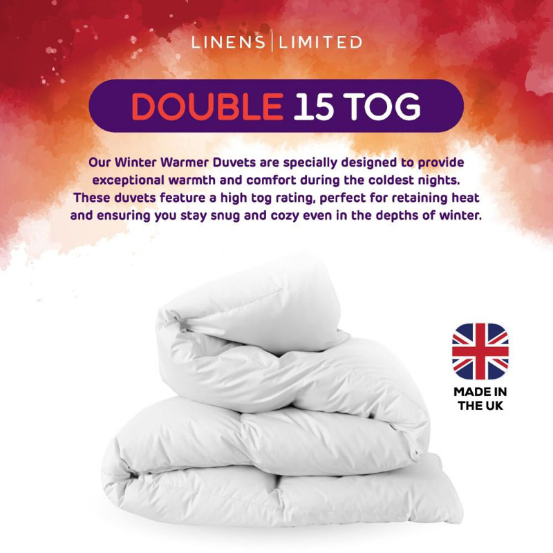 Linens Limited Bedtime Bliss Duvet, Made in the UK, All Year Round Quilt, Soft and Comfy, Hollowfibre, Machine Washable