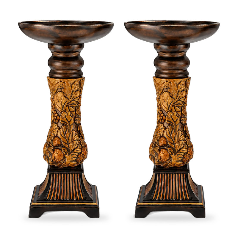 Ensemble de 2 porte-bougies d'automne Fall Leaf, Or antique