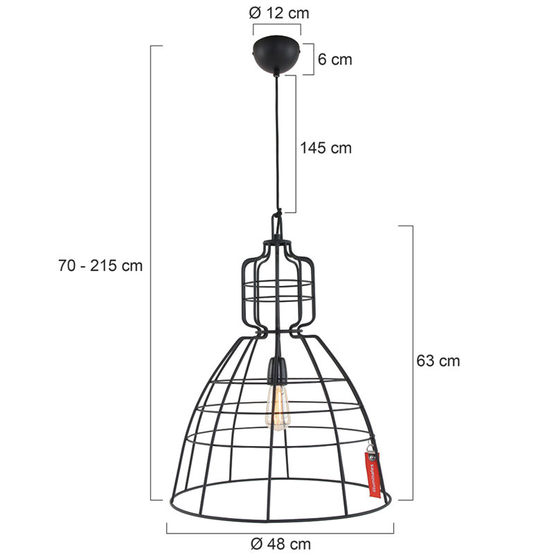 Troisi 1 - Light Bell Pendant, Black