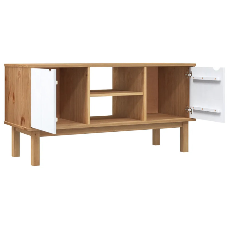 Unfinished TV Stand for TVs up to 49", Brown/White