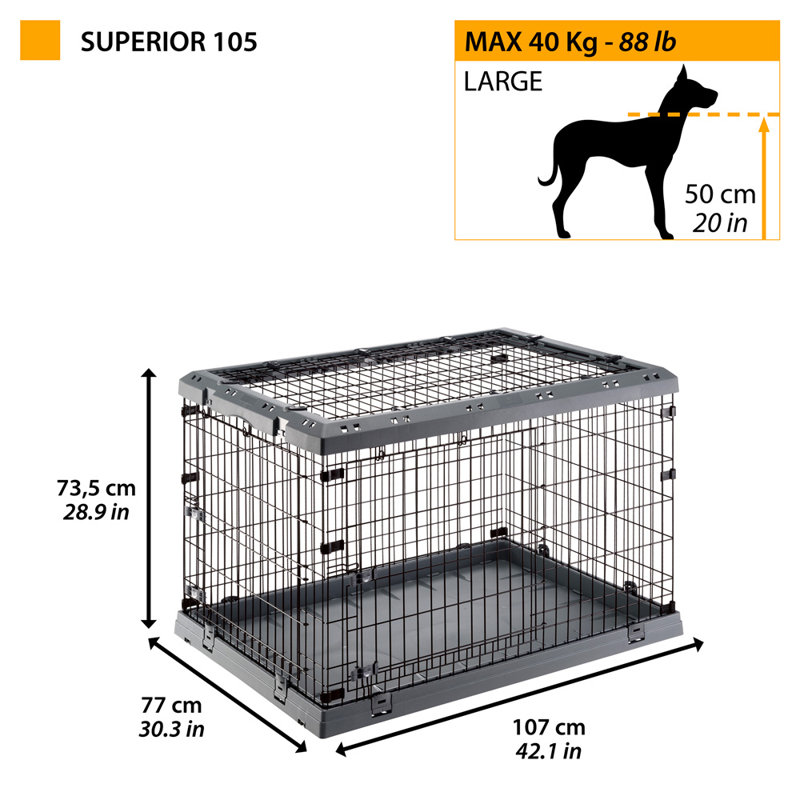 Pet Crate with 3 Doors, 73.5cm H x 77cm W x 107cm D