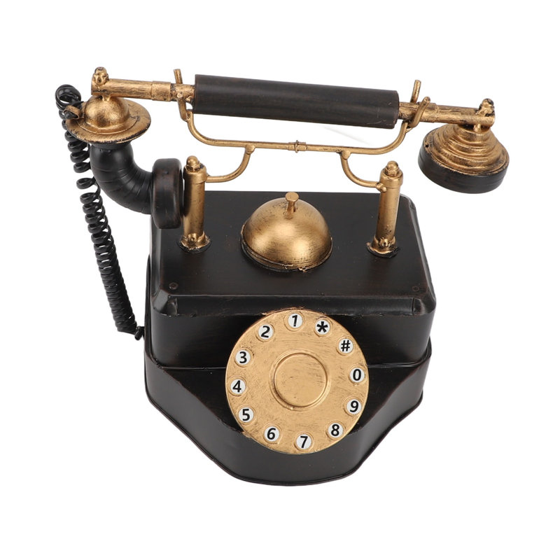 Rétro cadran rotatif téléphone rétro téléphone décor statue artiste figurine café bar fenêtre modèle bureau décoration