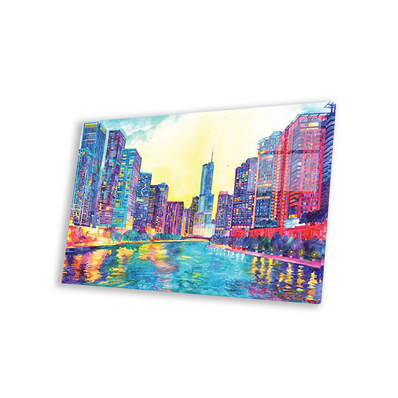 «Chicago River» par Maja Wronska - impression sans cadre, H 16 po x l 24 po x P 0,25 po