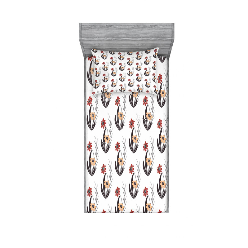 Microfiber Geometric Sheet Set, Twin Sheet Set with Fitted Sheet
