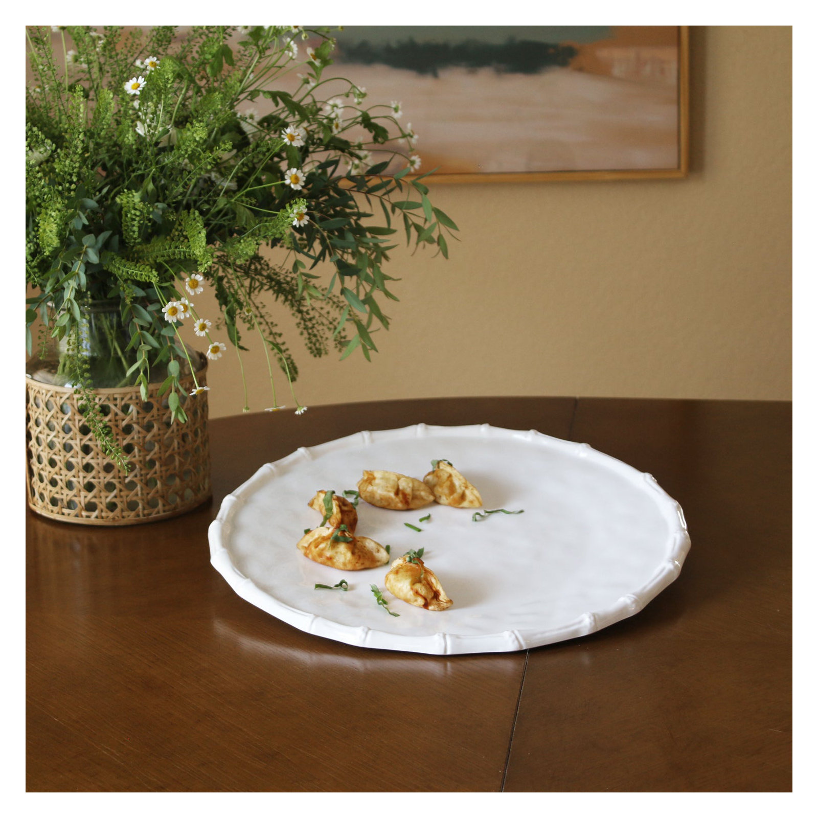 Vida Round Melamine Platter, White